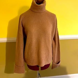 Oversized turtle neck, cuffed sleeve sweater